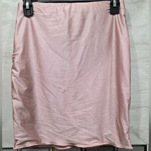 Pink Satin Midi Skirt